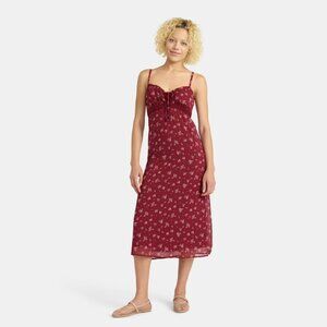 Maxi Dress with Lace Trim, Sparkling Merlot
